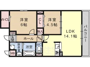 メルヴェーユ藤井寺【3階】の間取り