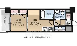 エフパルク西新【7階】の間取り