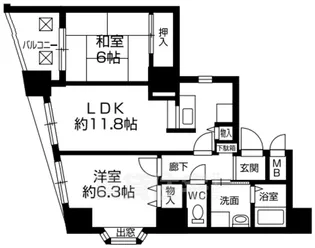 ロザーンジュ堀川【7階】の間取り