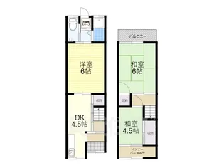 大阪府八尾市東弓削1丁目【テラスハウス】の間取り