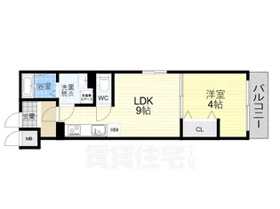 badge瓜破west【1階】の間取り