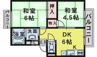 アッシュ上野芝【1階】の間取り