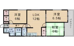 グランドハイツ豊中【3階】の間取り