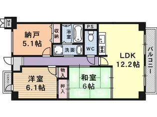 レーベンハイム西川【5階】の間取り