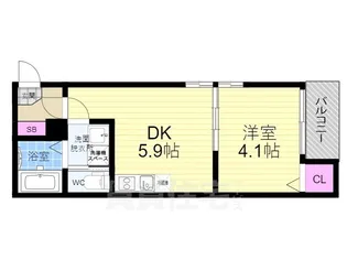 ブライト伏見【202号室】の間取り