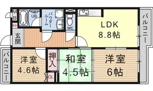 クレスティ栗田【3階】の間取り