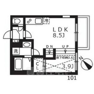ハーモニーテラス志賀町9【1階】の間取り