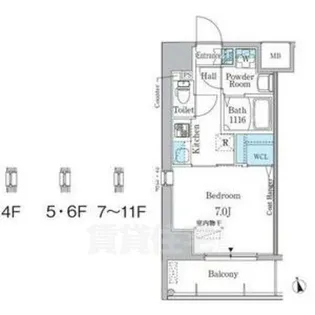プレイズシード車道【8階】の間取り