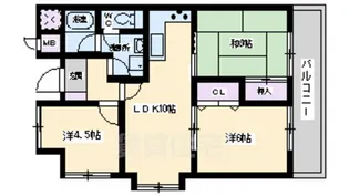 ヒュース泉大津【3階】の間取り