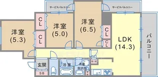 アーバネックス三宮磯辺通【3階】の間取り