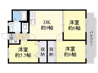 大阪府柏原市旭ケ丘2丁目【マンション】の間取り