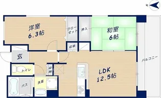 パルティール新石切【4階】の間取り