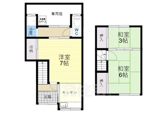 大阪府東大阪市上六万寺町【テラスハウス】の間取り