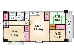 ハーティング尼崎【4階】の間取り