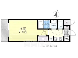 S-RESIDENCE三国WEST【5階】の間取り