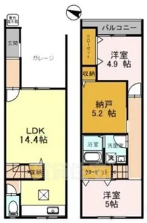 大阪府摂津市一津屋2丁目【テラスハウス】の間取り