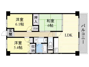 大阪府吹田市上山手町【マンション】の間取り