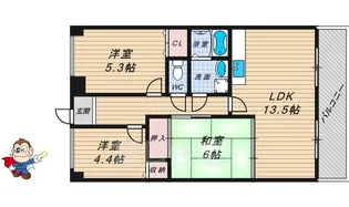 フリーディオ堂山【1階】の間取り