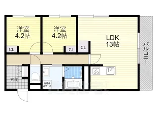 大阪府高石市千代田2丁目【アパート】の間取り