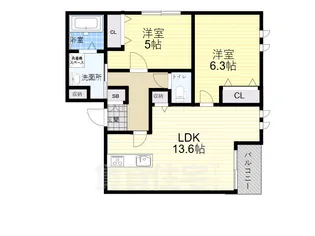 リゼ西宮仁川【3階】の間取り