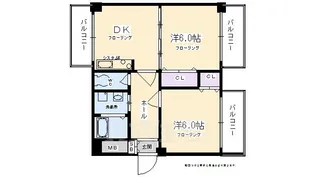 2DKの間取り画像