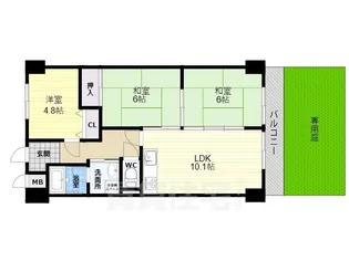 大発ロイヤルハイム法善寺駅前【1階】の間取り