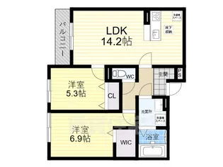 メリヤス鳴尾【1階】の間取り