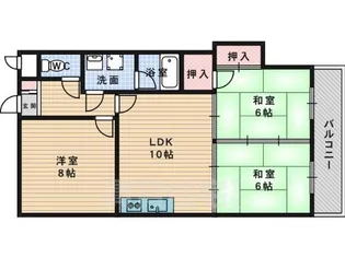 コーポ西森星ヶ丘【4階】の間取り