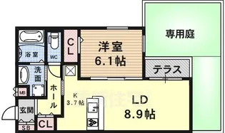 ラ・クロシェット【1階】の間取り