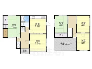 大阪府寝屋川市高倉1丁目【一戸建】の間取り