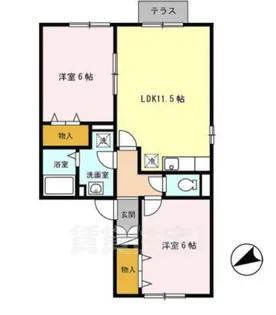 ラフィーネ二ツ屋【1階】の間取り