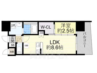 セレニテ新大阪ミラク弐番館【2階】の間取り