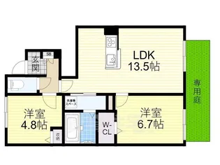 コンピメント リバー【1階】の間取り