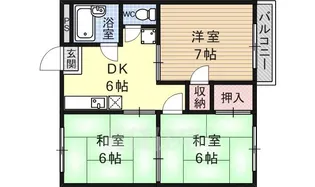 ブルーレイクA【206号室】の間取り