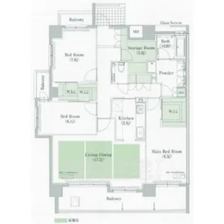 グランマスト白壁【7階】の間取り