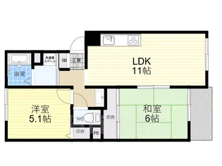 岡田山ハイツB棟【1階】の間取り