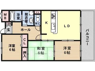 リバーサイド藤井寺【1階】の間取り