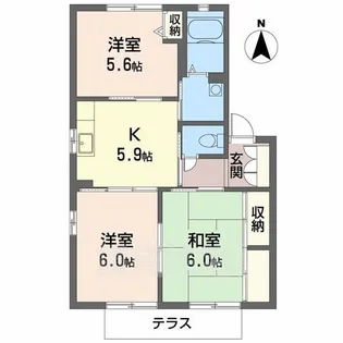 ヴィリジアン・ガーデンC.E【1階】の間取り