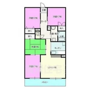 第五西垣ハイツ【3階】の間取り