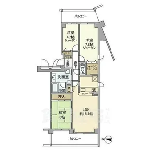 ローレルスクエア登美ヶ丘第1期1番館【4階】の間取り