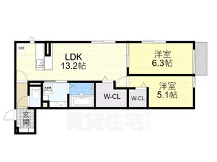 QUBE.2ND【1階】の間取り