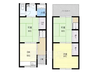 大阪府松原市天美東1丁目【テラスハウス】の間取り