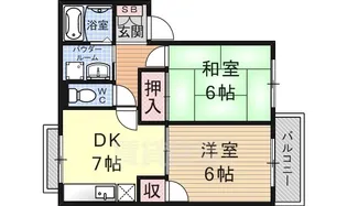リュシオル石山【1階】の間取り