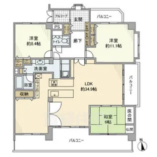ダイアパレス本山【5階】の間取り