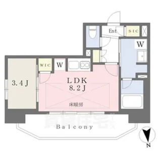 プレサンスロジェ車道駅前NORTH【7階】の間取り