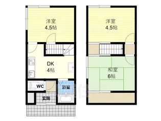 大阪府柏原市田辺1丁目【一戸建】の間取り