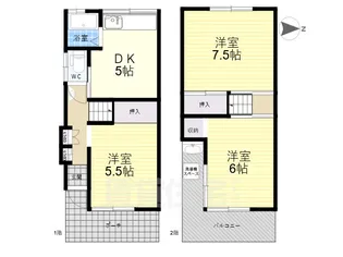 大阪府東大阪市横小路町1丁目【一戸建】の間取り