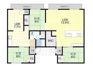 レイクキャピタル大江【C号室】の間取り
