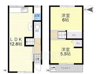大阪府東大阪市南四条町【一戸建】の間取り