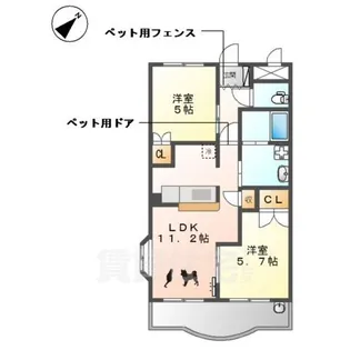 2LDKの間取り画像